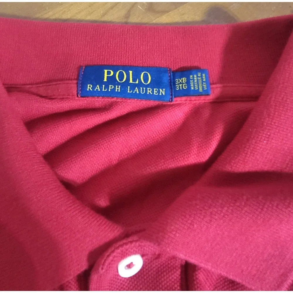 Mens Polo Ralph Lauren Polo Shirt 3XB Big Tall Red Long Sleeve Cotton Pony Logo